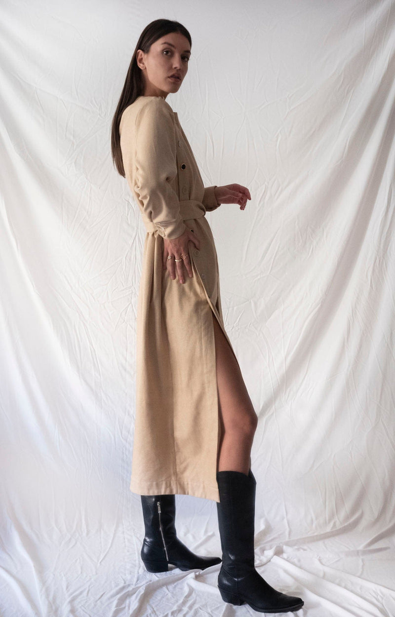 Bastet Noir Women's Dress Women's Brie Midi Dress in Beige Cashmere/Wool Blend
