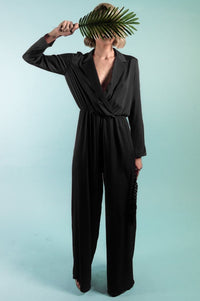 Bastet Noir Women's Jumpsuits & Rompers CUSTOM / Black Silk Satin Jumpsuit-Colors Available | Bastet Noir
