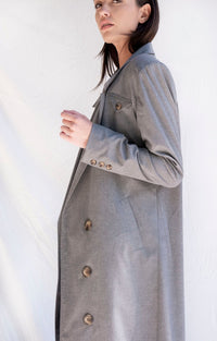 Bastet Noir Women's Outerwear Women's Trench Coat in Grey Wool Blend