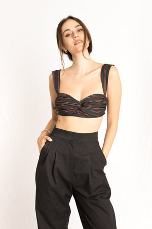 Bastet Noir Women's Outfit Sets The Sara 2 Piece Bustier & Trouser Set In Gray & Burgundy