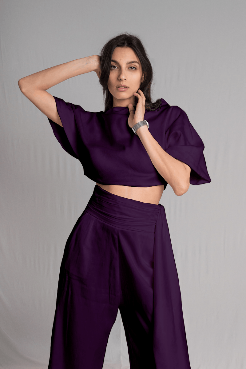 Bastet Noir Women's Pants & Trousers CUSTOM / Dark Purple The Nina Cupro Silk High Waisted Pants in White, Green, Purple, or Teal