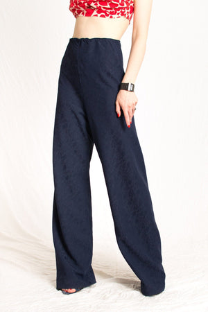 Bastet Noir Women's Pants & Trousers EU36/US4 / Navy blue The C.J. Walker High Waisted Navy Silk Trousers