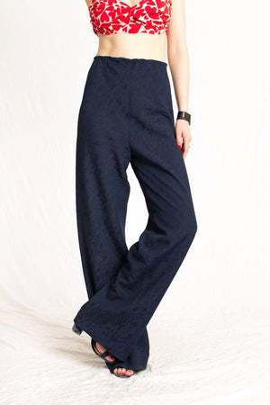 Bastet Noir Women's Pants & Trousers EU40/US8 / Navy blue The C.J. Walker High Waisted Navy Silk Trousers