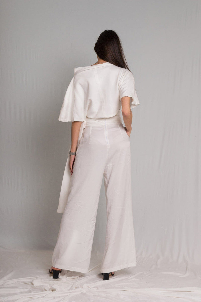 Bastet Noir Women's Pants & Trousers Pants & Top Set in White or Green Silk