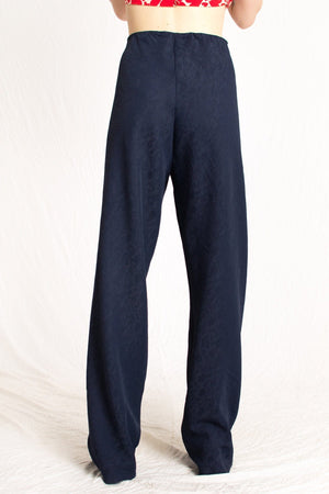 Bastet Noir Women's Pants & Trousers The C.J. Walker High Waisted Navy Silk Trousers