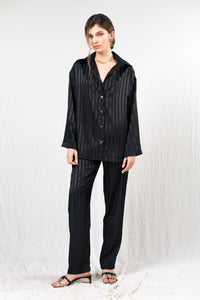 Bastet Noir Women's Pants & Trousers The Eve Black Pants in 100% Silk Satin