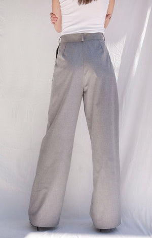 Bastet Noir Women's Pants & Trousers Women's High-Waisted Trousers in Grey Wool Blend