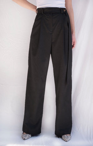 Bastet Noir Women's Pants & Trousers Women's High-Waisted Trousers in Grey Wool Blend