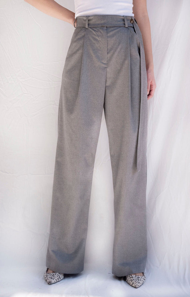 Bastet Noir Women's Pants & Trousers Women's High-Waisted Trousers in Grey Wool Blend