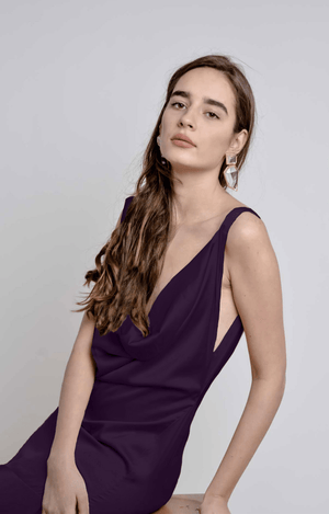 Bastet Noir Women's Scarves, Wraps, & Gloves CUSTOM / Dark Purple Maxi Slip Dress in 100% Silk Satin - Colors Available