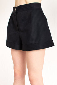 Bastet Noir Women's Shorts The Reese Dark Navy Pinstripe Women's Short in Black