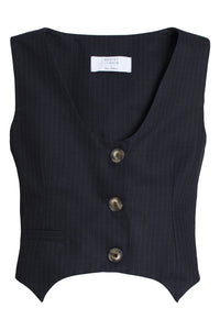 Bastet Noir Women's Vest The Reese Women's 100% Cotton Dark Navy Pinstripe Vest