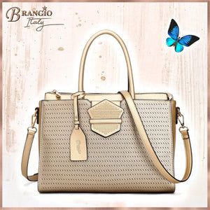 Brangio Italy Collections Handbag BI Queen Handmade Medium Satchel in Gold, L. Blue, Pink, Black, or Pearl White