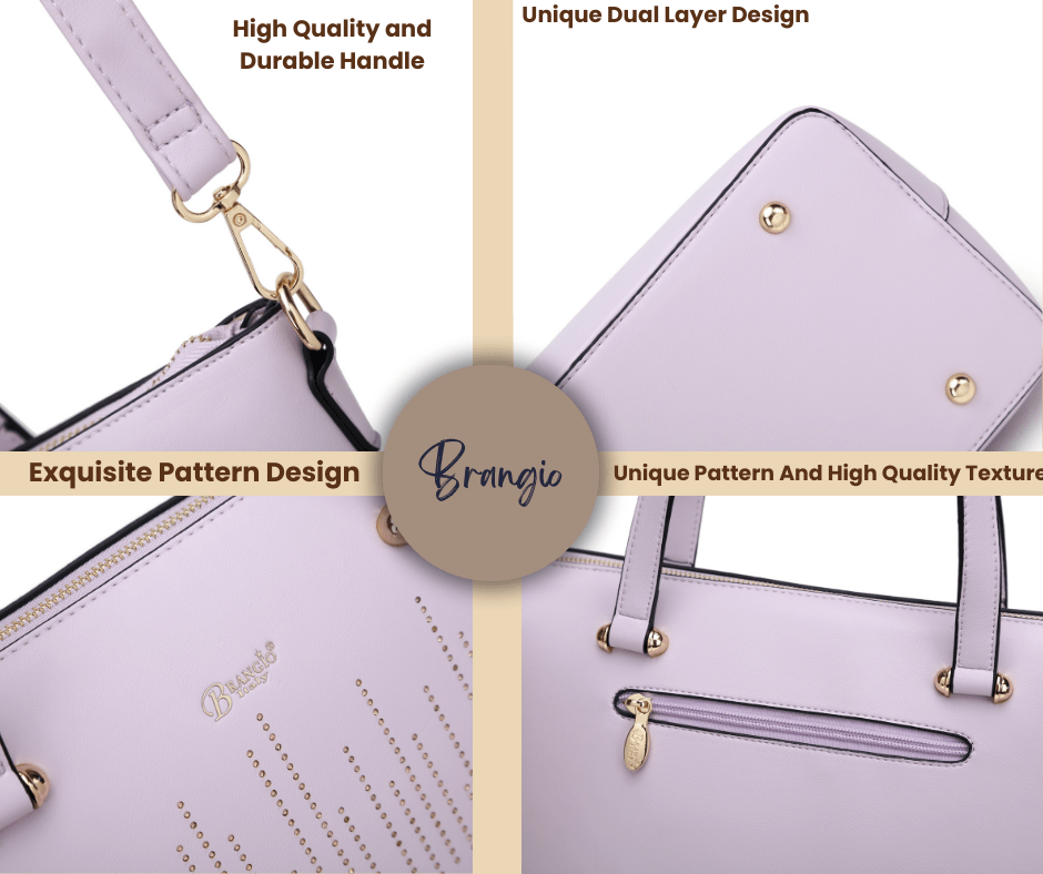 Brangio Italy Collections Handbag BI Rainy Night Vegan Top Handle Bag in Black, Blue, Purple, White, or Pink