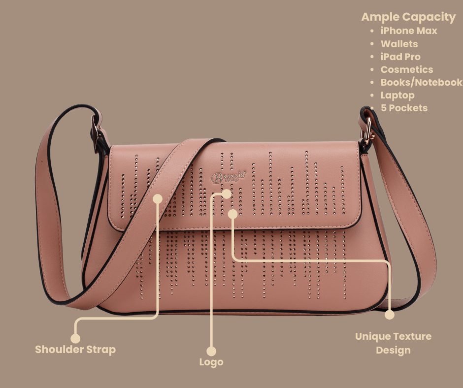 Brangio Italy Collections Handbag BI Rainy Night Women's Vegan Crossbody Bag in Black, Blue, Purple, White, or Pink
