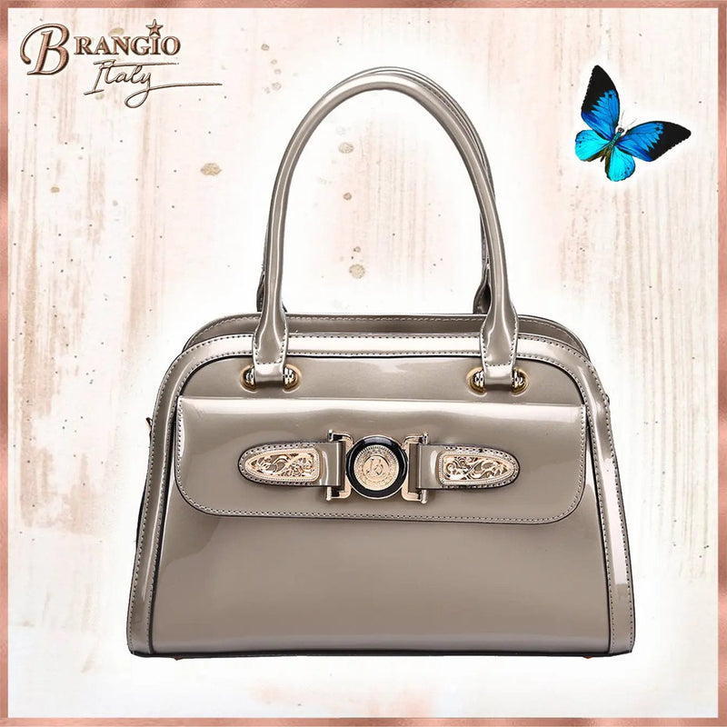 Brangio Italy Collections Handbag BI Venetian Romance 100% Vegan Leather Women's Purse in Silver, White, or Green