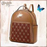 Brangio Italy Collections Handbag BI Wildflower Blossom Work & Travel Backpack in Red, Brown, Green, or Black