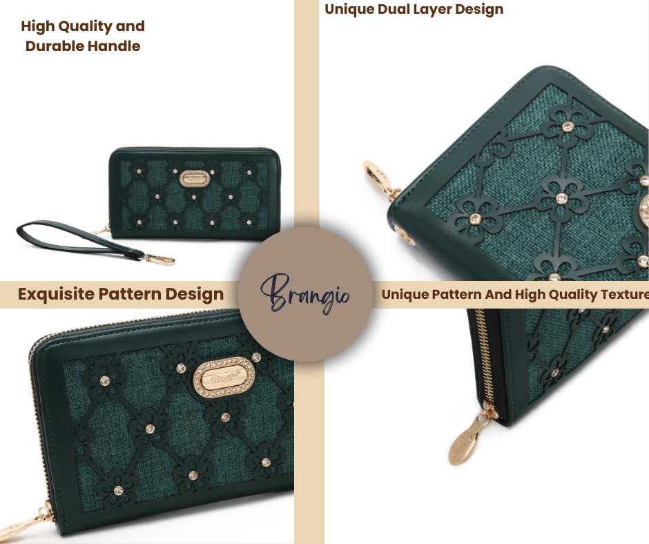 Brangio Italy Collections Handbag BI Wildflower Handmade Wristlet Wallet with Multiple Card Pockets - Colors Available