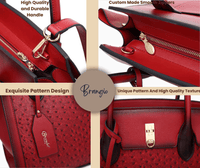 Brangio Italy Collections Handbag BI Women's Croquilla 3D Laser Cut Work & Travel Tote in Tan, Brown, Black, or Pewter