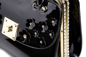 Brangio Italy Collections Handbag BI Women's Floral Sparx Designer Crystal Handbag in Pink, Black, Blue, Purple, or Bronze