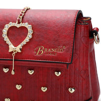 Brangio Italy Collections Handbag BI Women's Hearts Handmade Crossbody Satchel in Gold, Black, Coffee or Navy