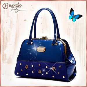 Brangio Italy Collections Handbag BI Women's Honey Adore Bee Leather Shoulder Bag in Blue, Red, Black, Tan, or Pewter