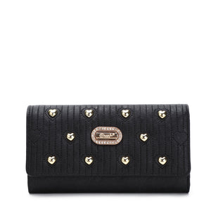 Brangio Italy Collections Handbag Black BI Heart Beat Women's Tri-Fold Wallet in Burgundy, Gold, Coffee, Black, or Navy