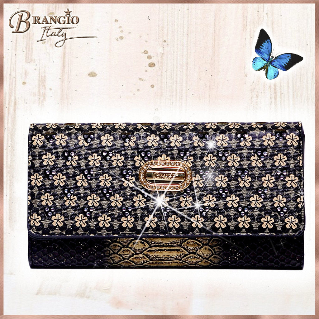 Brangio Italy Collections Handbag Black BI Twinkle Faux Leather Handmade Women's Wallet in Pink or Black