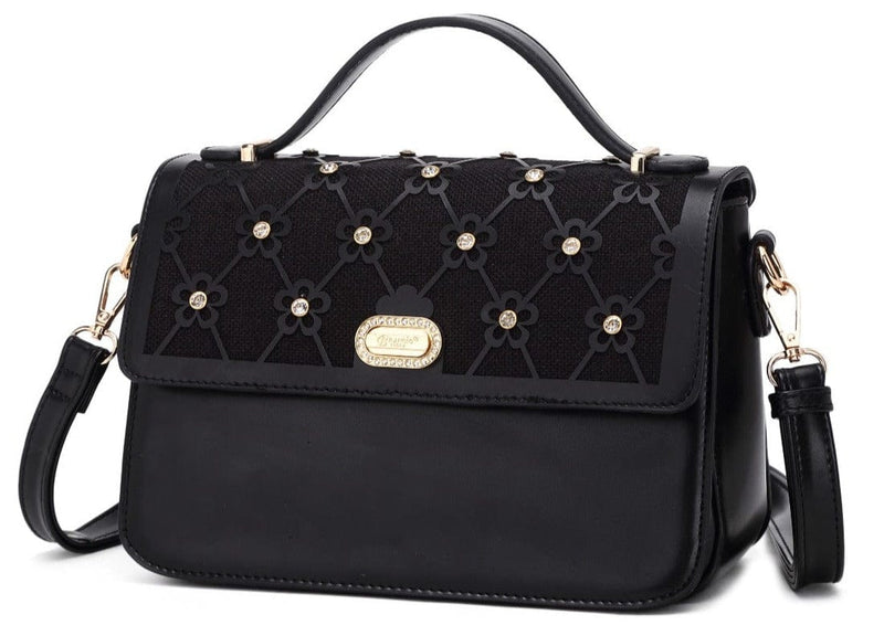Brangio Italy Collections Handbag Black BI Wildflower Handmade Crossbody Satchel Evening Bag
