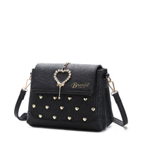 Brangio Italy Collections Handbag Black BI Women's Hearts Handmade Crossbody Satchel in Gold, Black, Coffee or Navy