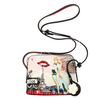 Brangio Italy Collections Handbag Black Retro Rebel Satchel Graphic Crossbody