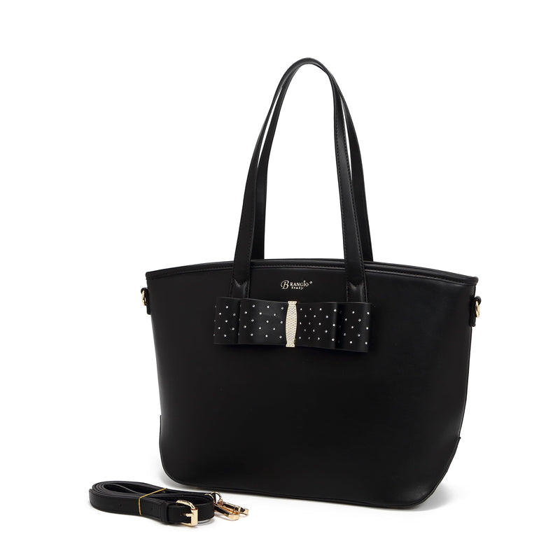 Brangio Italy Collections Handbag Black Ribbon Festive Tote Handbag with Rhinestones - Colors Available  | BI