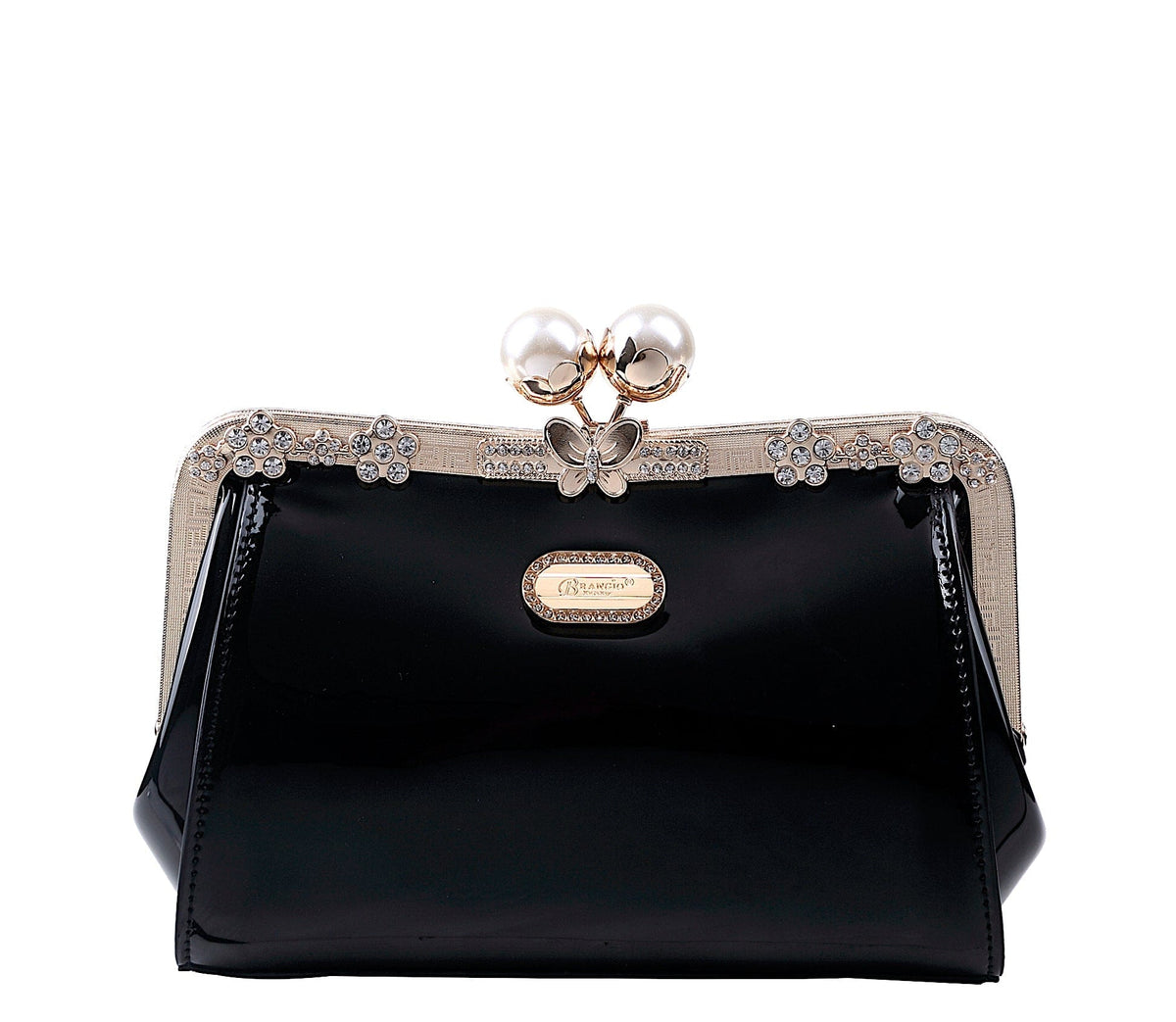 Brangio Italy Collections Handbag Black Starry Ocean Blossom Stains & Damage Resistant Womens Crossbody Clutch