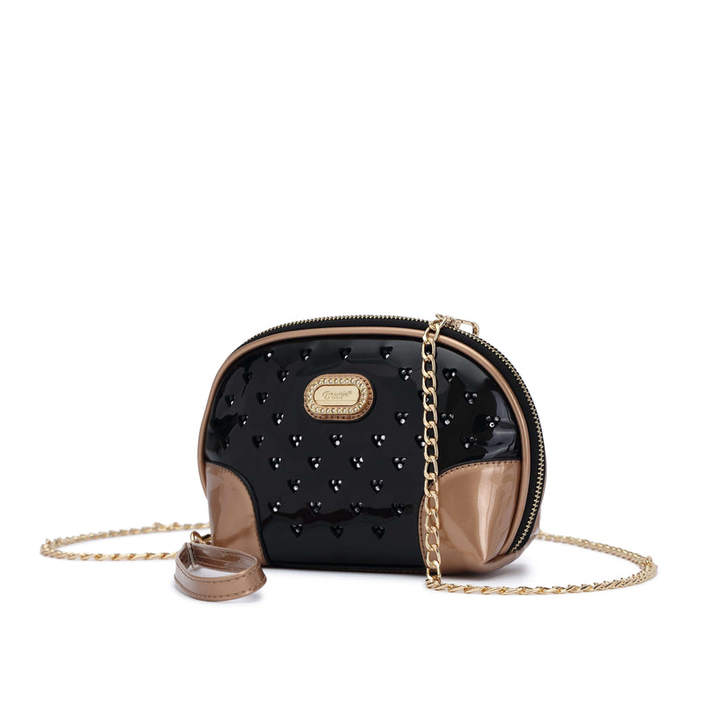 Brangio Italy Collections Handbag Black Starz Art Retro Vegan Stains Resistant Mini Crossbody Bag