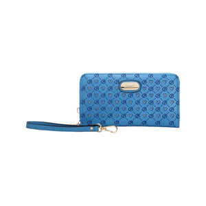 Brangio Italy Collections Handbag Blue BI Millionaire Vegan Leather Gem Wristlet in Black, Brown, Blue, Red, Ivory, Red, or Pink