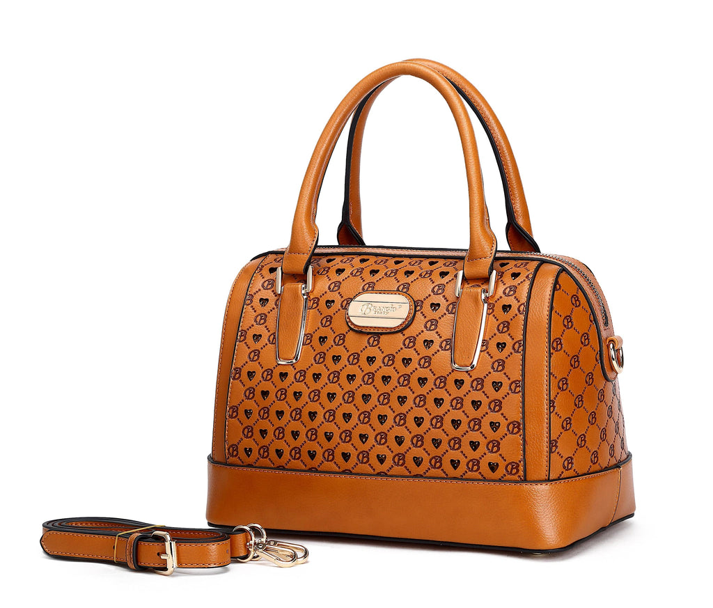 Brangio Italy Collections Handbag Bronze BI Millionaire Diva Double Layer Crystal Engraved Dome Satchel-Colors Available