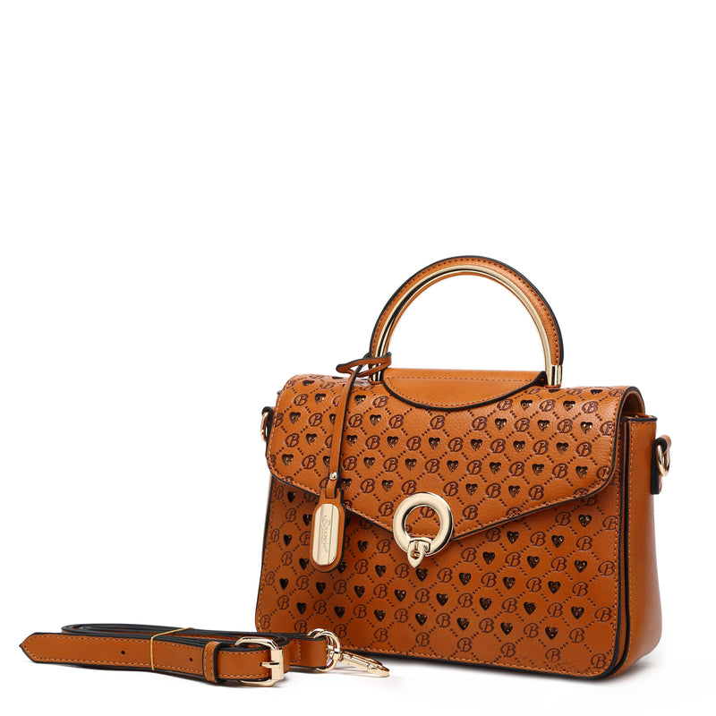 Brangio Italy Collections Handbag Bronze BI Millionaire Gem Crystal Engraved Crossbody in Blue, Brown, Beige, or Black