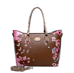 Brangio Italy Collections Handbag Bronze Hummingbird Bloom Vegan Leather Handle Bag + Wallet - Colors Available | BI