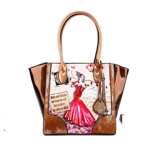 Brangio Italy Collections Handbag Bronze Lady Luck 2.0 Vintage Scratch & Stain Resistant Top-Handle Bag