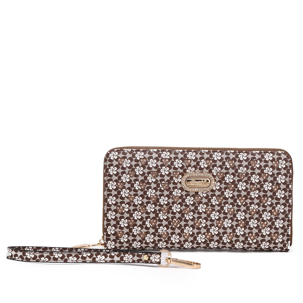 Brangio Italy Collections Handbag Brown BI Galaxy Stars Ladies Clutch Women's Envelope Wallet Multiple Pockets Purse