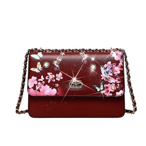 Brangio Italy Collections Handbag Burgundy BI Hummingbird Retro Crossbody Clutch in Black, Royal Blue, Bronze, or Burgundy