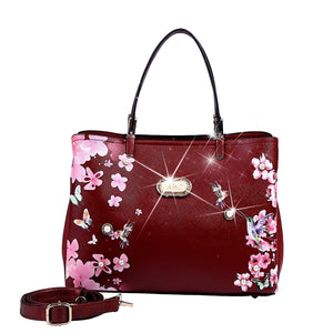 Brangio Italy Collections Handbag Burgundy BI Hummingbird Top Handle Bag in White, Red, Pewter, Black, Blue, Brown, or Burgundy