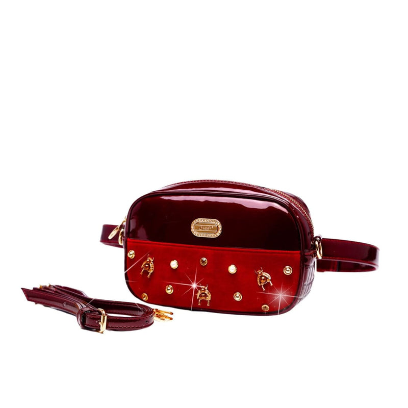 Brangio Italy Collections Handbag Burgundy BI Women's Honey Bee Fanny Waist Bag Pack in Red, Blue, Black, Tan, or Pewter