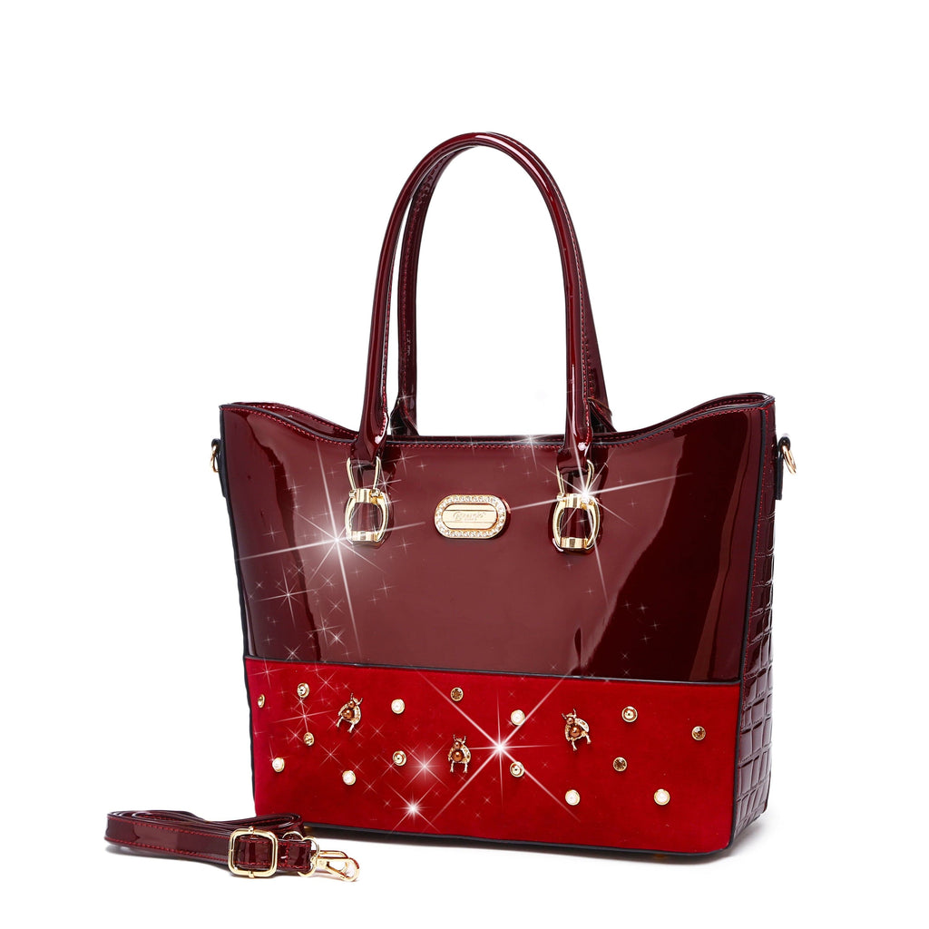 Brangio Italy Collections Handbag Burgundy BI Women's Honey Bee Max Handmade Tote in Red, Blue, Black, Tan, or Pewter