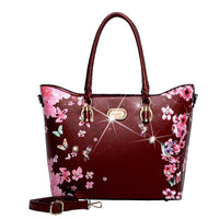 Brangio Italy Collections Handbag Burgundy BI Women's Hummingbird Bloom Top-Handle Bag in Red, Blue, Bronze, or Burgundy