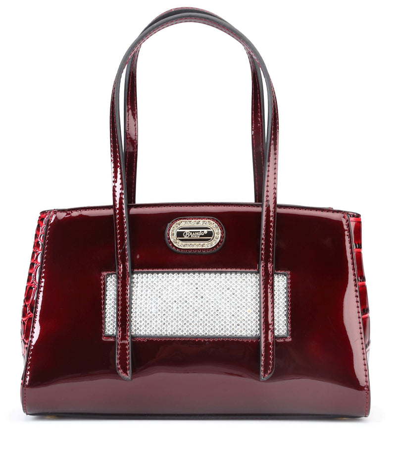 Brangio Italy Collections Handbag Burgundy Diamond Princess Crystal Stud Tote Bag