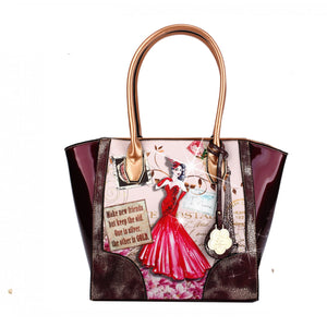 Brangio Italy Collections Handbag Burgundy Lady Luck 2.0 Vintage Scratch & Stain Resistant Top-Handle Bag