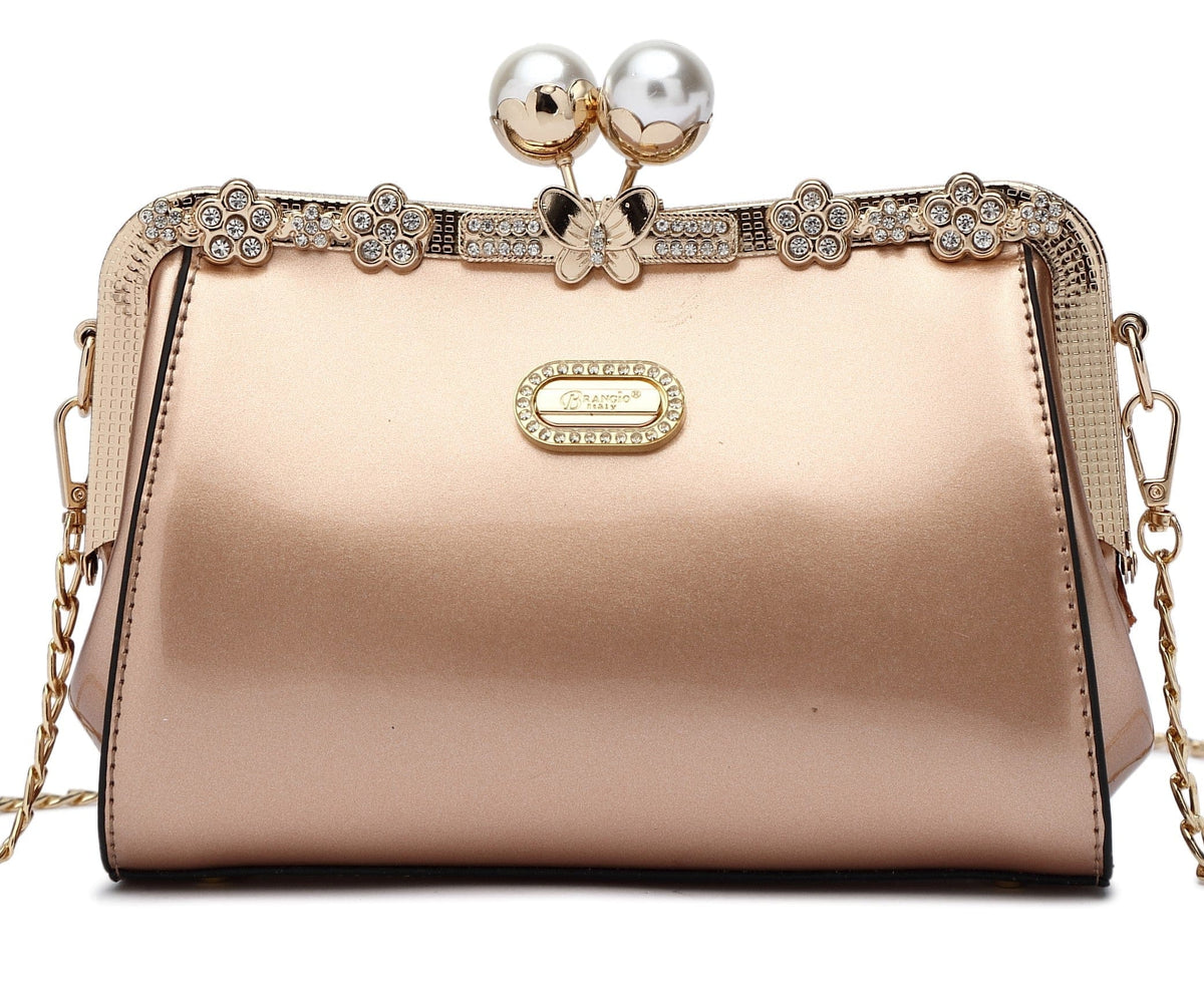 Brangio Italy Collections Handbag Champagne Starry Ocean Blossom Stains & Damage Resistant Womens Crossbody Clutch
