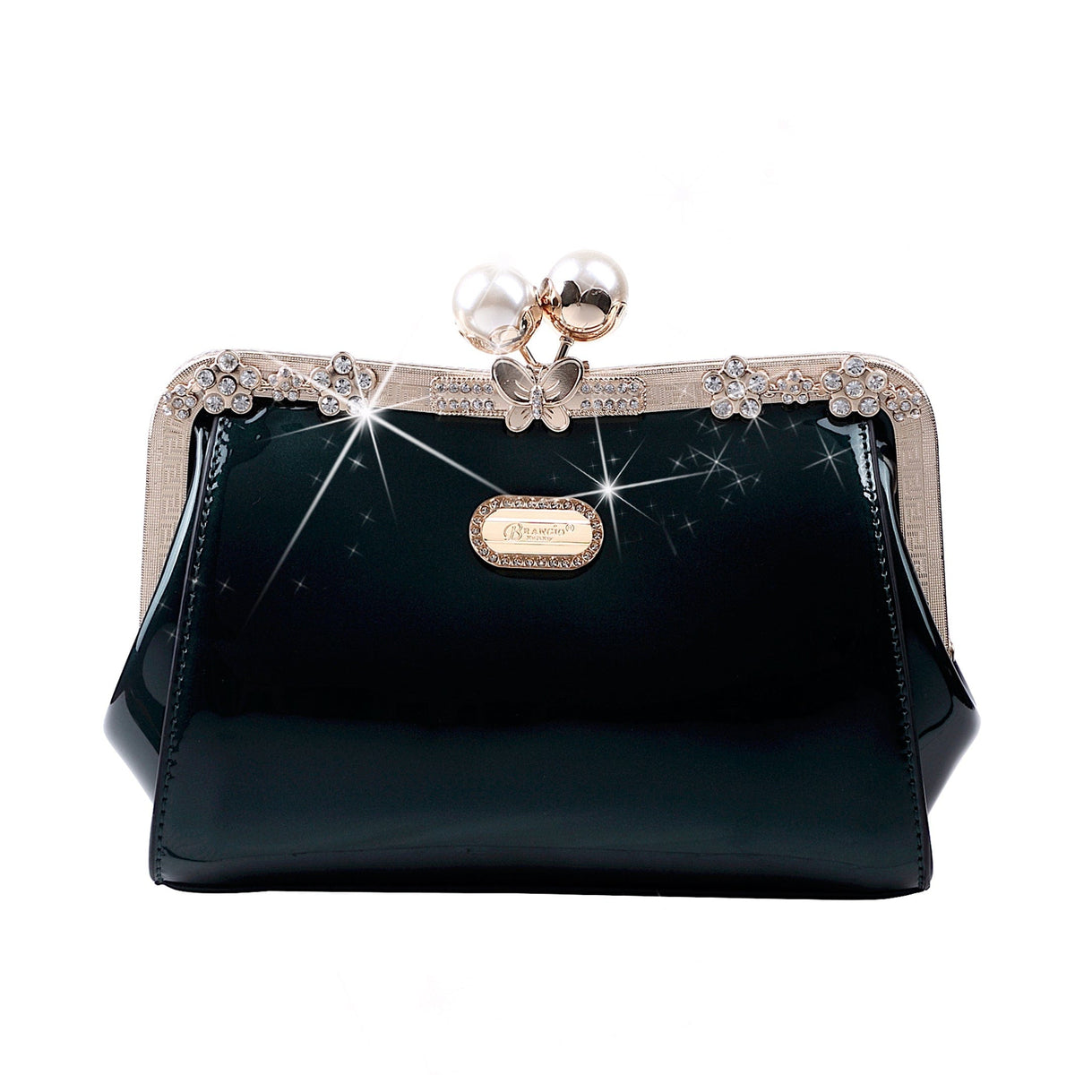 Brangio Italy Collections Handbag Dark Green Starry Ocean Blossom Stains & Damage Resistant Womens Crossbody Clutch