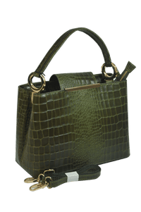 Brangio Italy Collections Handbag Green Misty U.S.A. Women's 100% Genuine Cowhide Leather Purse in Brown